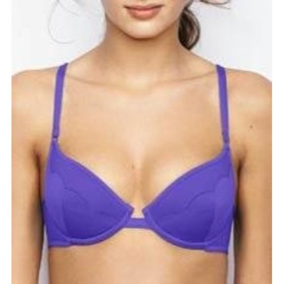 HUIT Magic Air Padded Push-Up Convertible Underwire Bra Purple 32C NEW - Picture 2 of 7